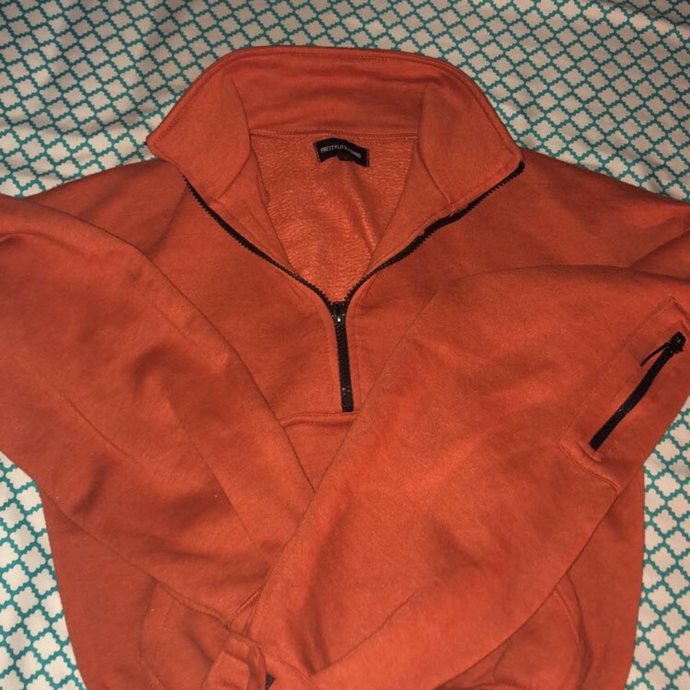 orange/rust zip tie sweater